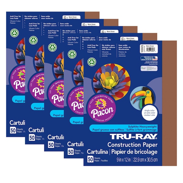 Tru-Ray Construction Paper, Warm Brown, 9x12in, PK250